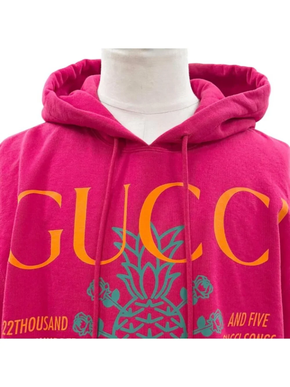 Gucci Cotton 100% Logo Print Pullover Hoodie Pink XS